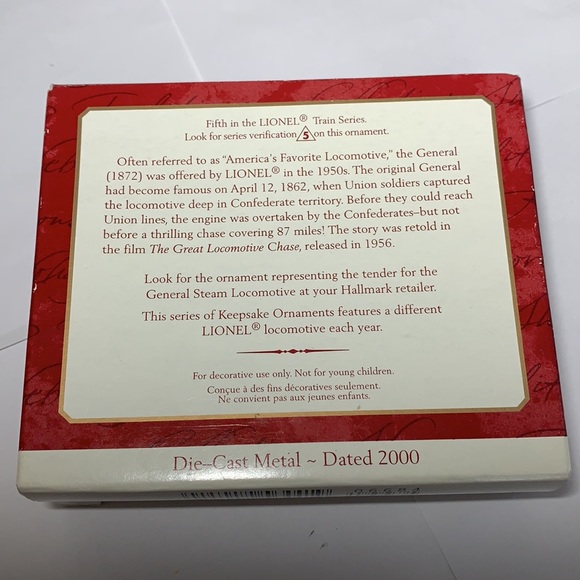 Hallmark Keepsake Ornament Lionel General Steam Locomotive 2000 Train Die-Cast - Picture 3 of 8